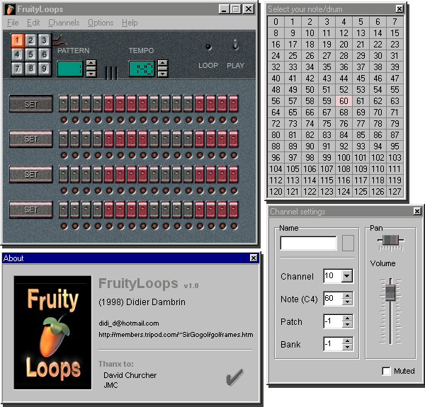 FruityLoops Version 1.0 (ภาพจากเว็บ  FL Studio)